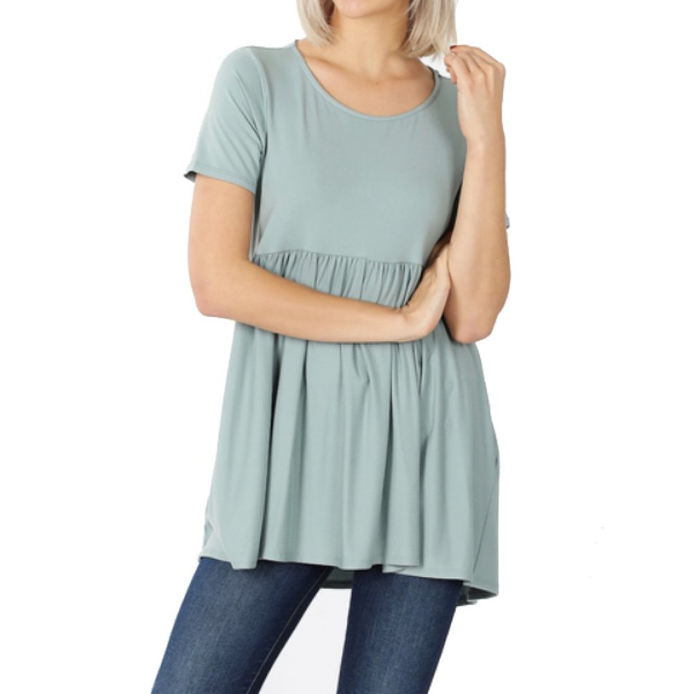 Light Green Babydoll Short Sleeve Top